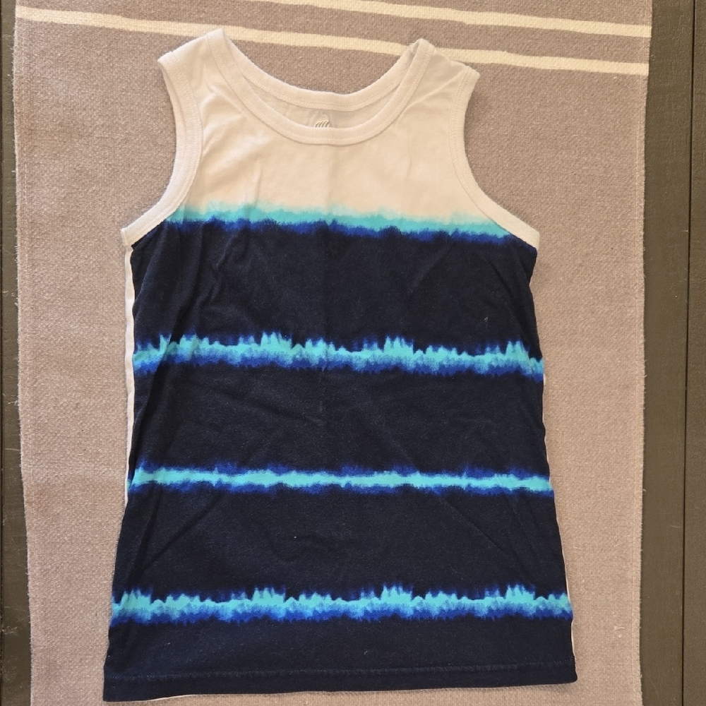 Sporto White and Blue Tie-Dye Tank Top